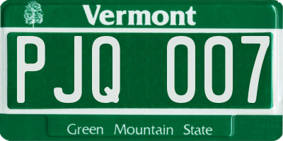 VT license plate PJQ007