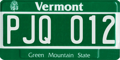VT license plate PJQ012