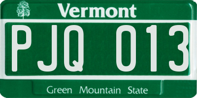 VT license plate PJQ013