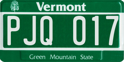 VT license plate PJQ017
