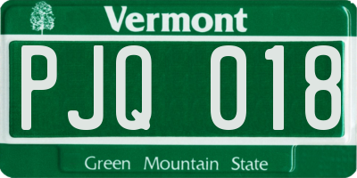 VT license plate PJQ018