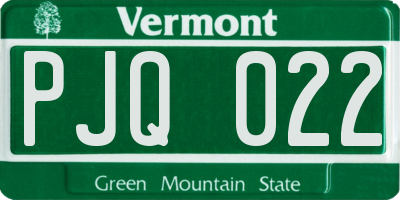 VT license plate PJQ022