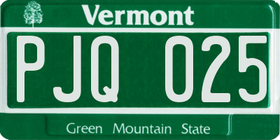 VT license plate PJQ025
