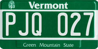 VT license plate PJQ027