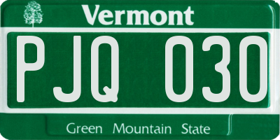 VT license plate PJQ030