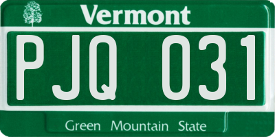 VT license plate PJQ031