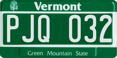 VT license plate PJQ032
