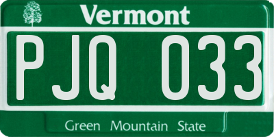 VT license plate PJQ033
