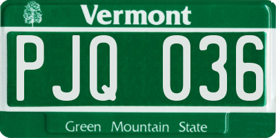 VT license plate PJQ036