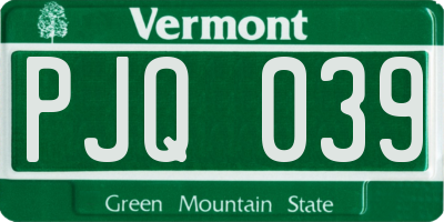 VT license plate PJQ039