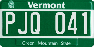 VT license plate PJQ041