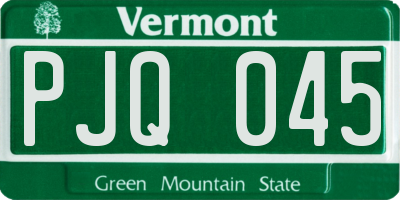 VT license plate PJQ045