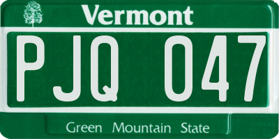 VT license plate PJQ047