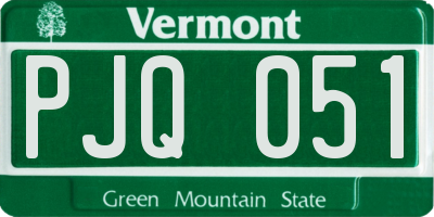 VT license plate PJQ051