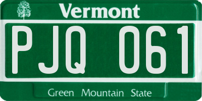 VT license plate PJQ061