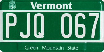 VT license plate PJQ067