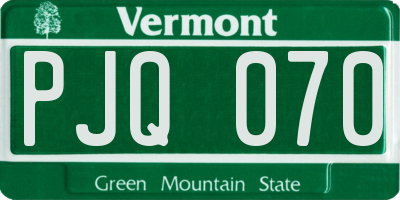 VT license plate PJQ070