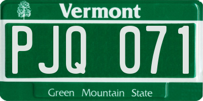 VT license plate PJQ071