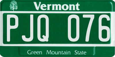 VT license plate PJQ076