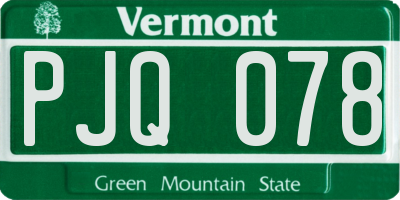 VT license plate PJQ078