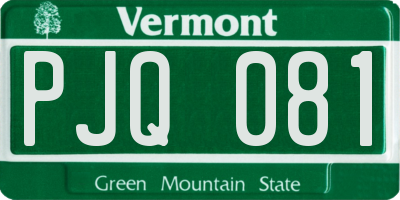 VT license plate PJQ081