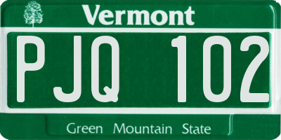 VT license plate PJQ102