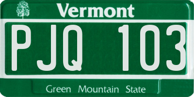 VT license plate PJQ103
