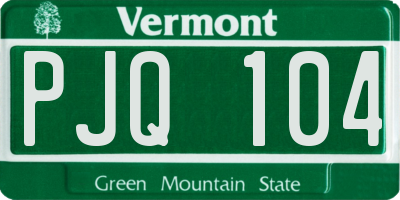 VT license plate PJQ104
