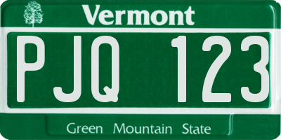 VT license plate PJQ123