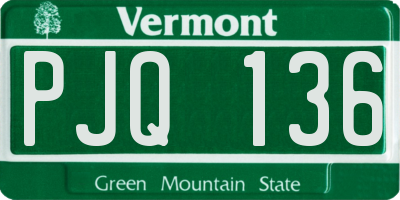 VT license plate PJQ136