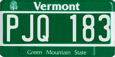 VT license plate PJQ183