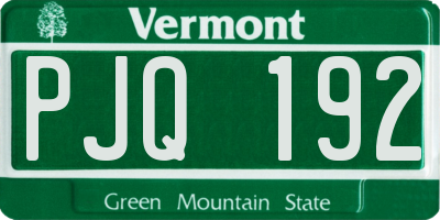 VT license plate PJQ192