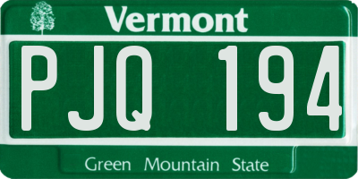 VT license plate PJQ194