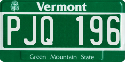 VT license plate PJQ196