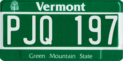 VT license plate PJQ197