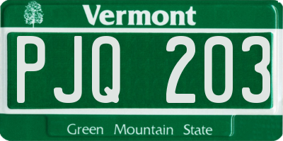 VT license plate PJQ203