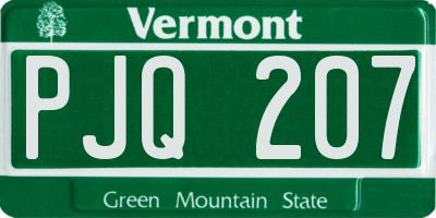 VT license plate PJQ207