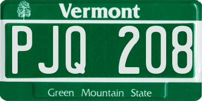 VT license plate PJQ208