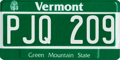 VT license plate PJQ209