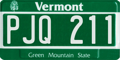 VT license plate PJQ211