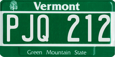 VT license plate PJQ212