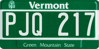 VT license plate PJQ217