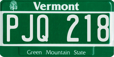 VT license plate PJQ218