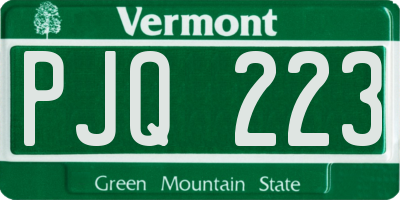 VT license plate PJQ223