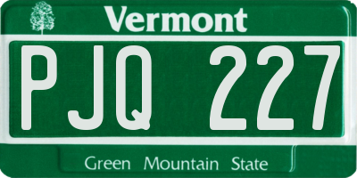 VT license plate PJQ227