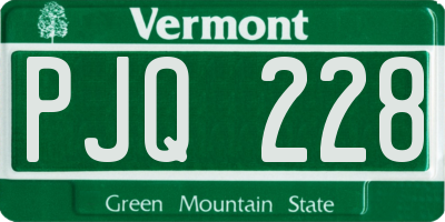VT license plate PJQ228