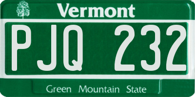 VT license plate PJQ232