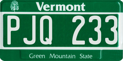 VT license plate PJQ233