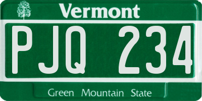 VT license plate PJQ234