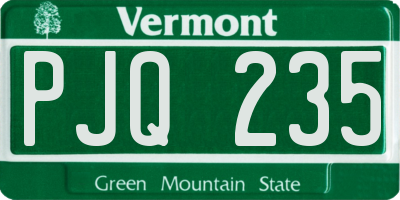 VT license plate PJQ235